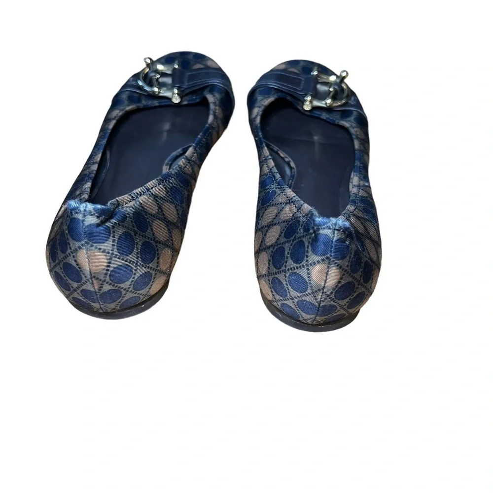 TORY BURCH Noel Satin Horsebit Polka Dot Flats